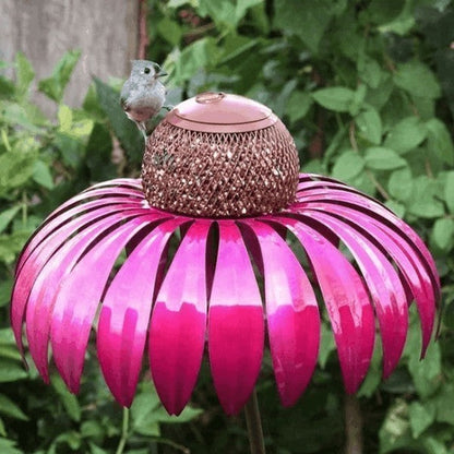 Metal Bird Feeder with Hinged Lid and Drainage Design, Hanging Hook Included
