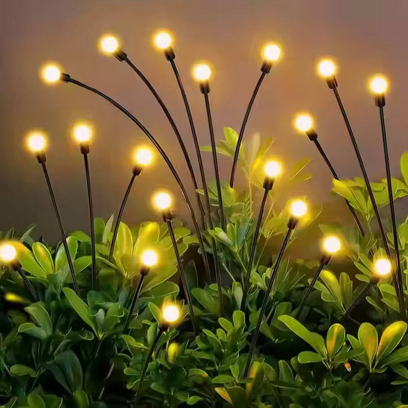 Solar Swaying Garden Lights with 6 LED Fireflies and Auto Dusk Sensor