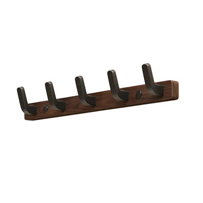 Wall Mounted Coat Rack with 4 Steel Hooks and Solid Wood Base, Matte Black
