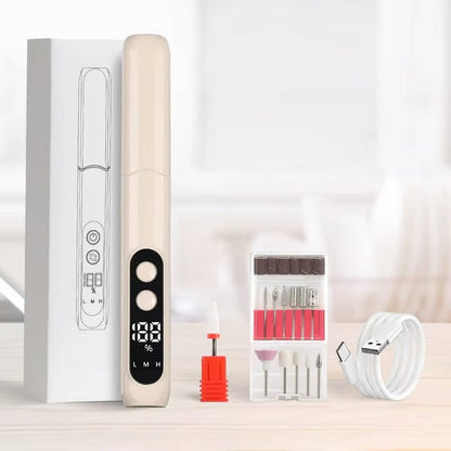 Electric Nail Drill with 8 Interchangeable Bits and LED Display for Gel, Acrylic, and Dip Nails