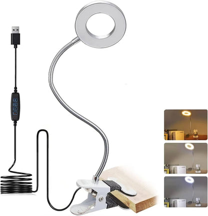 Clamp On Desk Lamp with Flexible Gooseneck and 10 Brightness Levels, 3 Color Temperatures