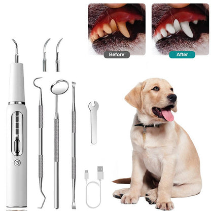 Ultrasonic Dog Tartar Removal Tool with LED Light and Gum Protection Sensor