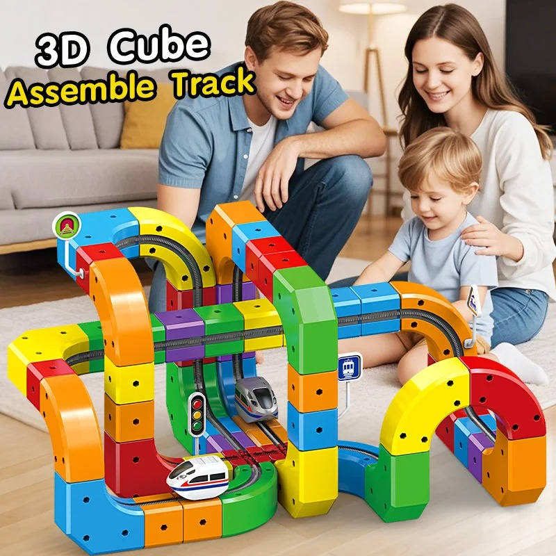 Magnetic Modular Train Set with USB Rechargeable Motor and Flexible Track Pieces