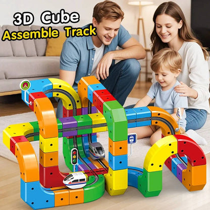 Magnetic Modular Train Set with USB Rechargeable Motor and Flexible Track Pieces