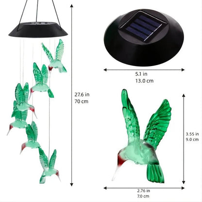 Hanging Solar Wind Chimes with Six Rotating LED Colors and Automatic Dusk Sensor