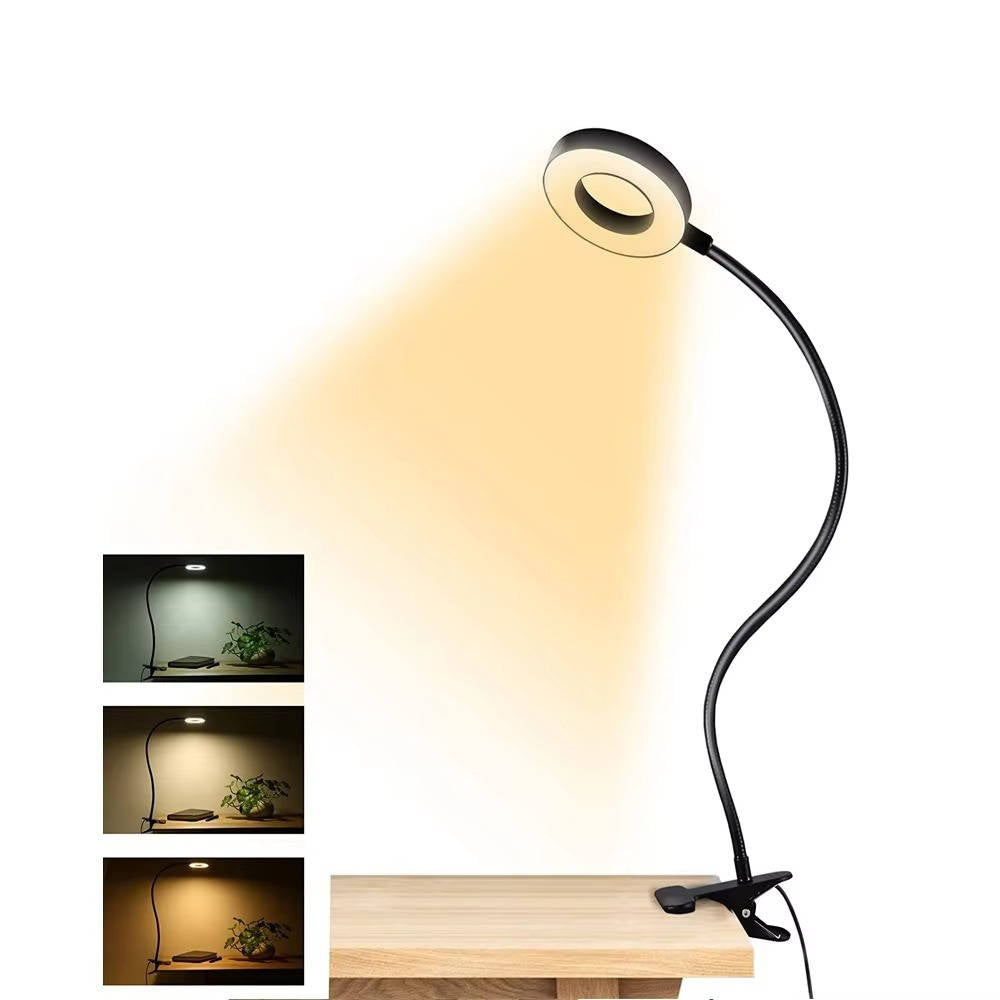 Clamp On Desk Lamp with Flexible Gooseneck and 10 Brightness Levels, 3 Color Temperatures