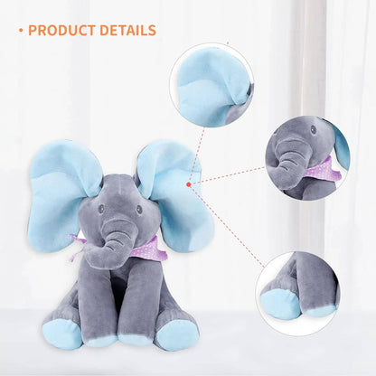 Interactive Plush Elephant with Peekaboo and Musical Modes, Foot-Activated Controls All Vera Mart