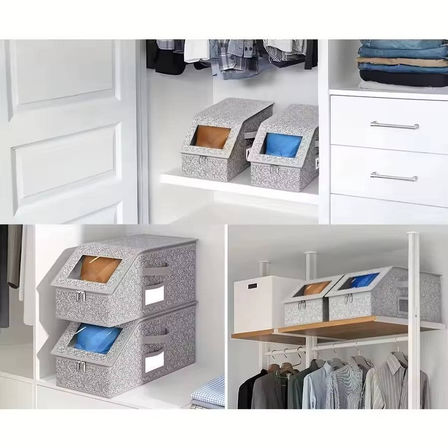 Hat Storage Boxes with Clear Windows and Metal Zipper, Holds 24 Caps Stackable