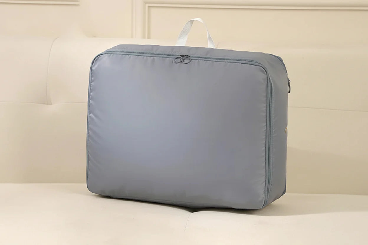 Vacuum-Free Compression Storage Bag with Built-In Zipper Channel and Reinforced Handles