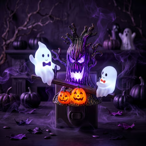 Ghost Tree Night Light with Glowing Figures and Warm Glow, Tabletop Display