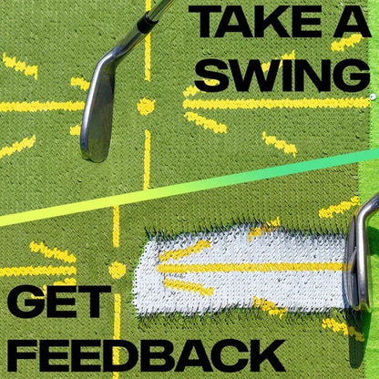 Golf Training Mat with Color-Changing Sequined Surface and Ground Stake