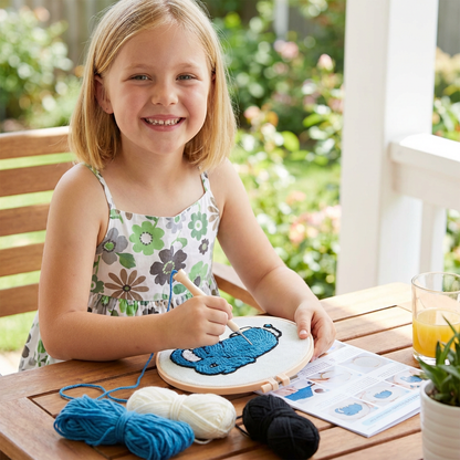 Punch Needle Embroidery Kit with Pre-Printed Patterns and Adjustable Needle Tool