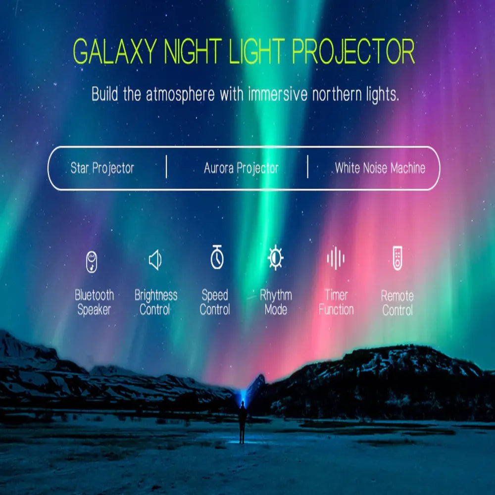 Northern Lights Projector with Music Sync and Remote Control, 16 Aurora Patterns