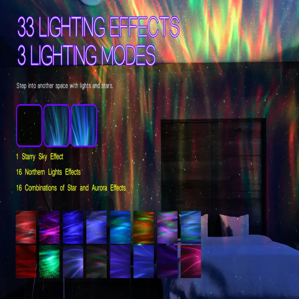 Northern Lights Projector with Music Sync and Remote Control, 16 Aurora Patterns