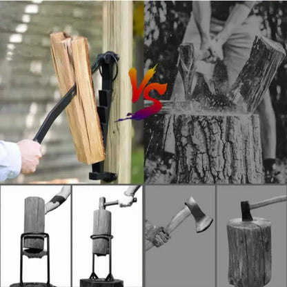 Wall Mounted Firewood Splitter with High Carbon Steel Blade and Multiple Cutting Edges