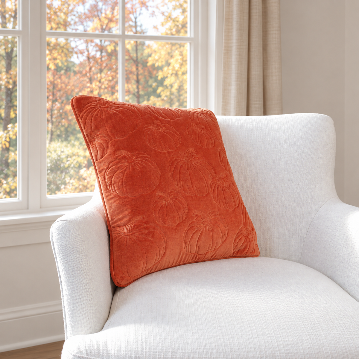 Orange Stitched Pumpkin Pillow - Interior Delights