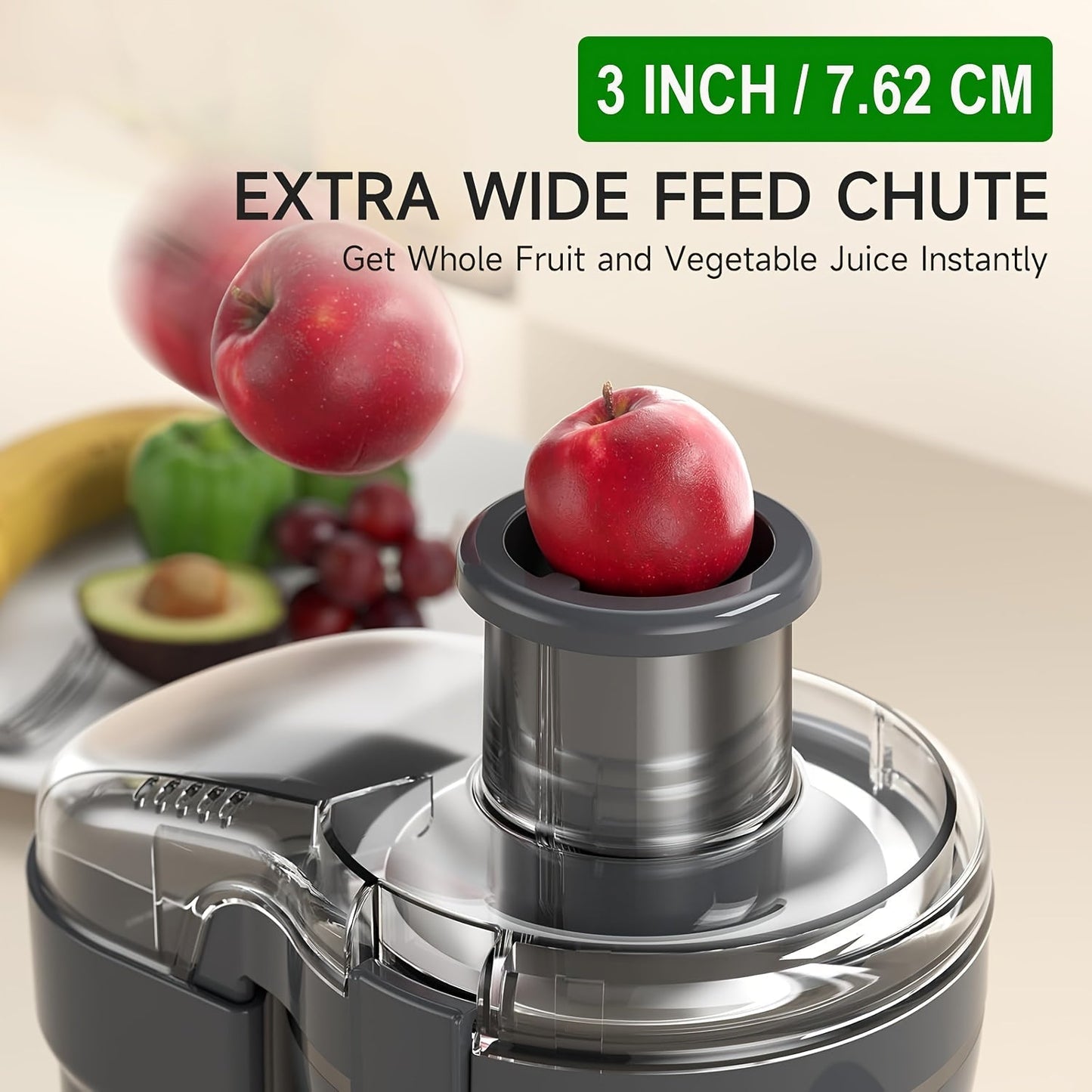 Centrifugal Juicer with 3 Inch Wide Mouth and Dual Speed Settings, 500W