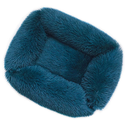 Plush Pet Bed with Raised Edge Support and Machine Washable Cover
