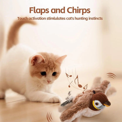 Interactive Cat Toy with Motion-Activated Chirps and Flapping Tail, USB Rechargeable All Vera Mart