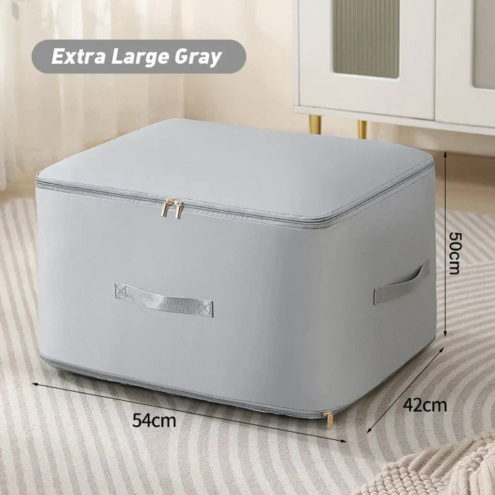 Vacuum-Free Compression Storage Bag with Built-In Zipper Channel and Reinforced Handles