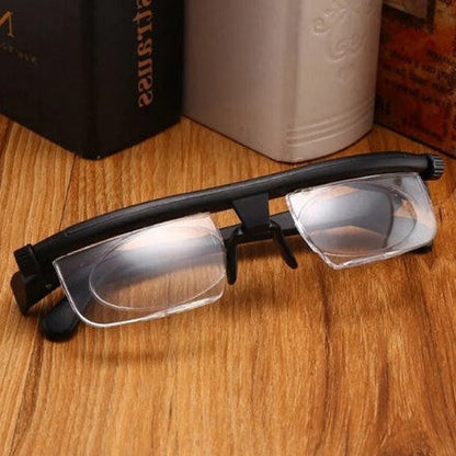 Adjustable Focus Glasses with Dial Controls for Near and Far Vision