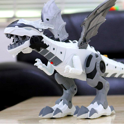 Walking Dragon Toy with Water Mist Fire Effect Lights and Roaring Sounds in White Or Green