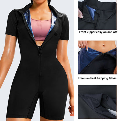 Women's full body sauna shaper suit, premium fitness gear designed for weight loss, sculpting, and performance.