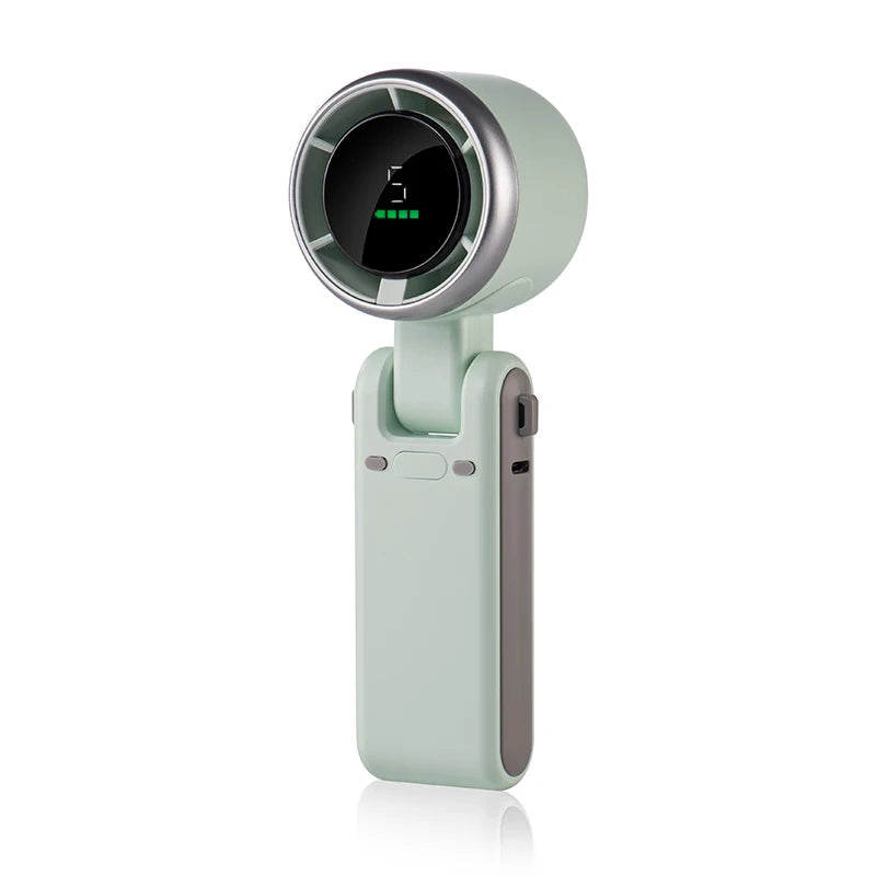 Foldable Handheld Fan with Digital Battery Display and 5-Speed Motor