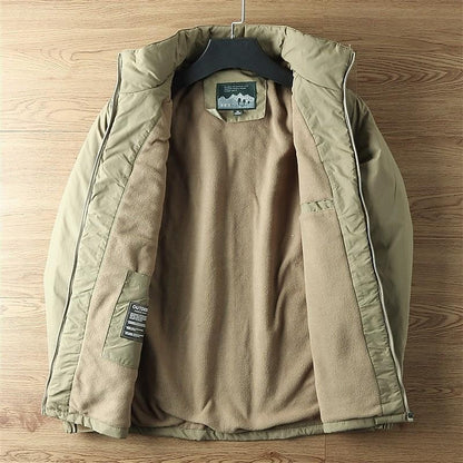 Windproof Hooded Jacket with Insulated Lining and Drawstring Hood, Two Zip Pockets
