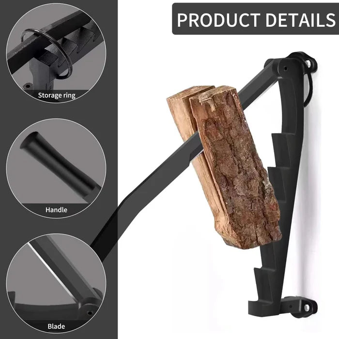 Wall Mounted Firewood Splitter with High Carbon Steel Blade and Multiple Cutting Edges