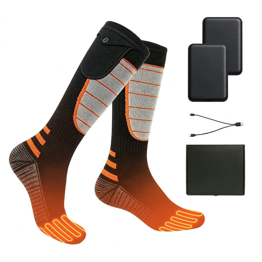 Heated Socks with Adjustable Temperature Control and Rechargeable Battery Pack