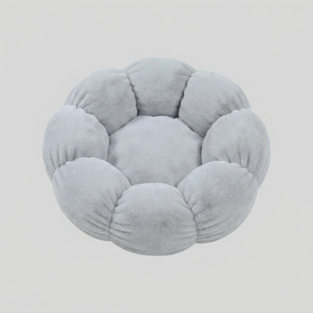 Petal Rim Cat Bed with Plush Polyester Fill and Circular Base