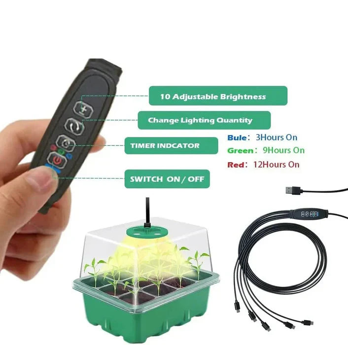 Seed Nursery Pot with Full Spectrum Grow Light and Raised Dome Cover