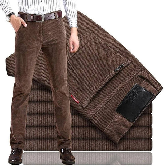 Corduroy Trousers for Men with Cotton Stretch and Straight Cut