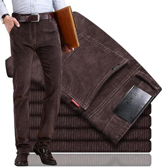 Corduroy Trousers for Men with Cotton Stretch and Straight Cut