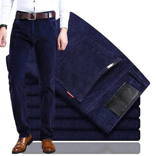 Corduroy Trousers for Men with Cotton Stretch and Straight Cut