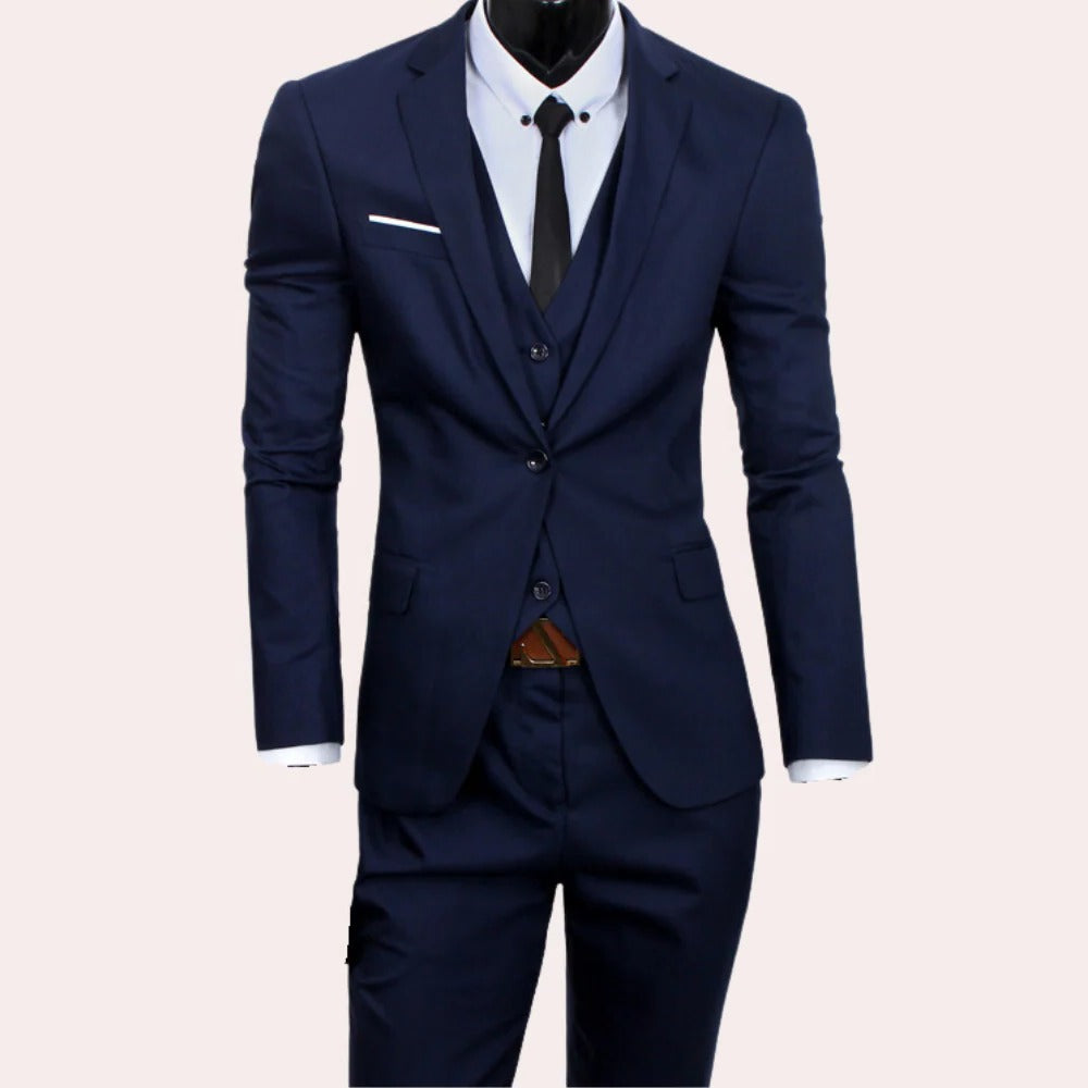 Men's Slim Fit Suit with Blazer and Tapered Trousers, Wrinkle Resistant