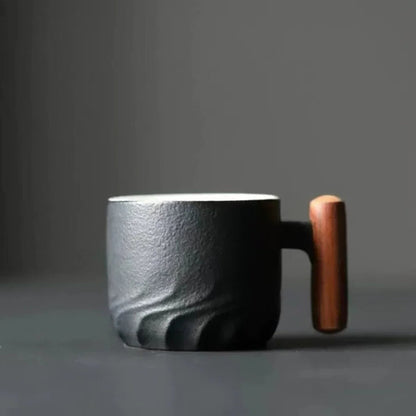 Espresso Cup with Cool Touch Wooden Handle, 80ml Ceramic