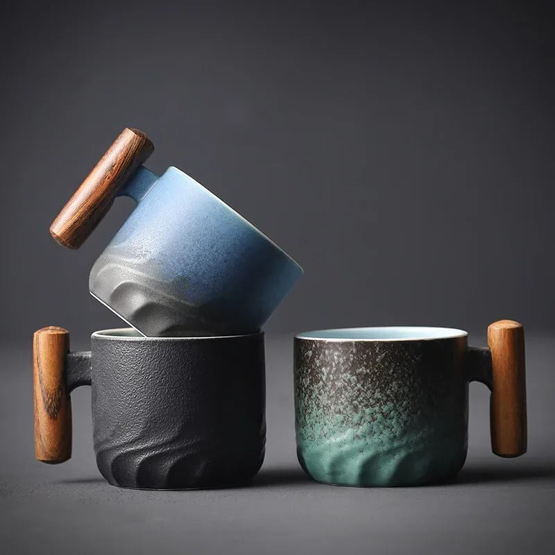 Espresso Cup with Cool Touch Wooden Handle, 80ml Ceramic