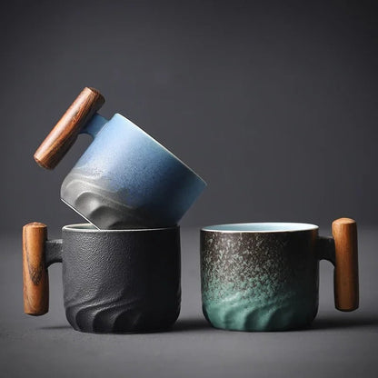 Espresso Cup with Cool Touch Wooden Handle, 80ml Ceramic