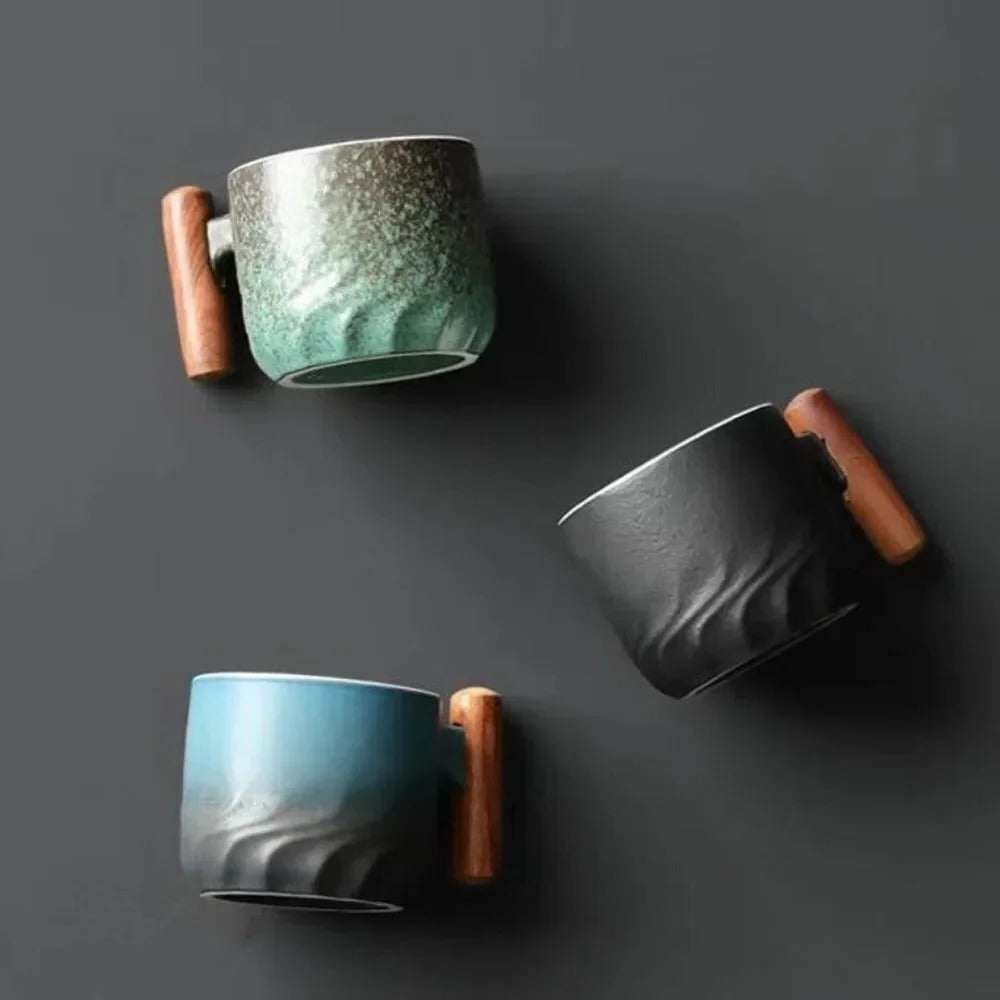 Espresso Cup with Cool Touch Wooden Handle, 80ml Ceramic