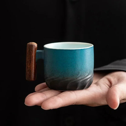 Espresso Cup with Cool Touch Wooden Handle, 80ml Ceramic