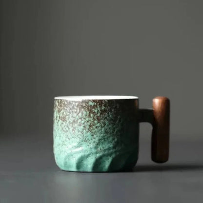 Espresso Cup with Cool Touch Wooden Handle, 80ml Ceramic