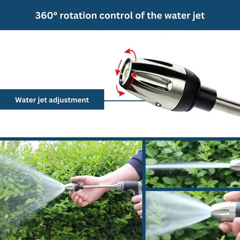 High Pressure Garden Hose Attachment with Dual Rotating Nozzles and 360 Degree Rotation