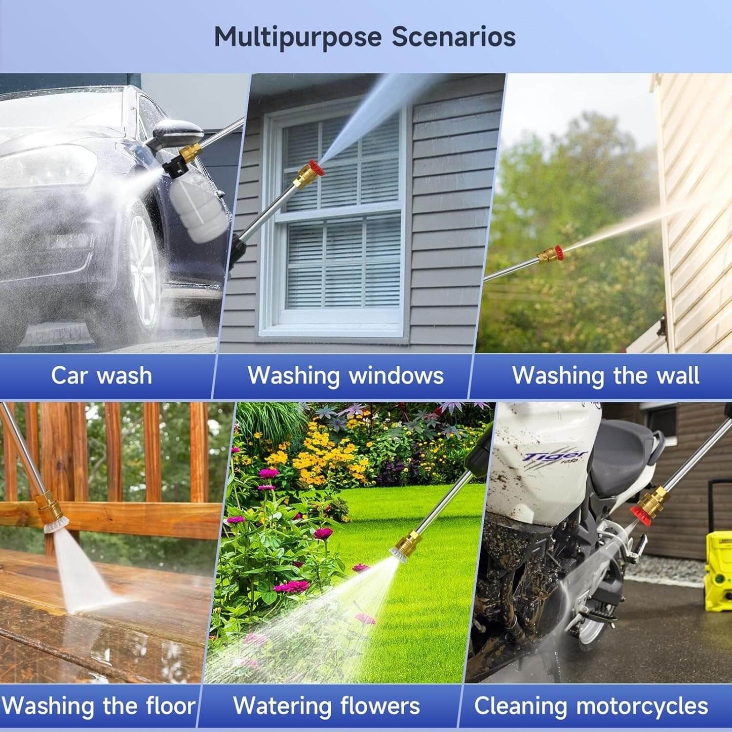 Handheld Cordless Pressure Washer with Adjustable Nozzle and Rechargeable Battery