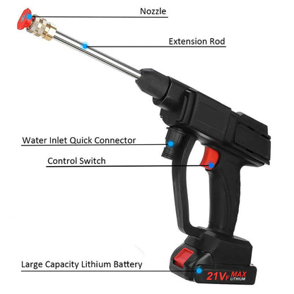 Handheld Cordless Pressure Washer with Adjustable Nozzle and Rechargeable Battery