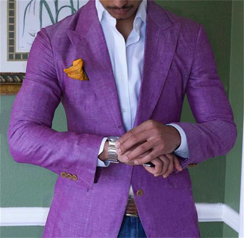 Breathable Cotton Linen Blazer with Short Sleeves and Regular Fit