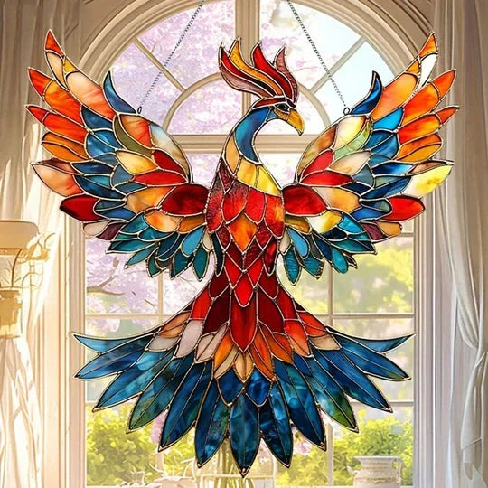 Multicolor Hummingbird Suncatcher with Metal Chain for Windows