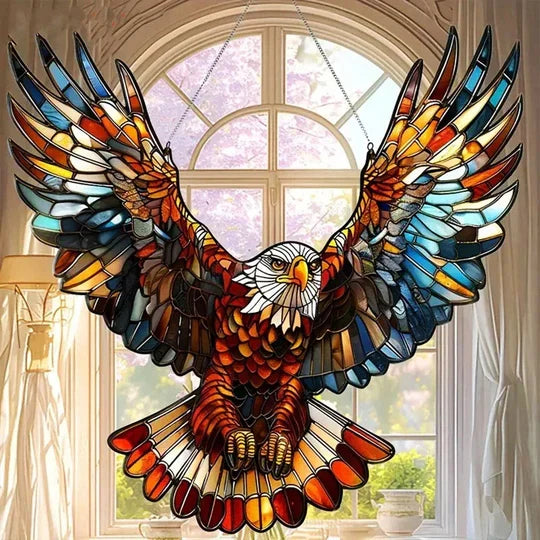 Multicolor Hummingbird Suncatcher with Metal Chain for Windows