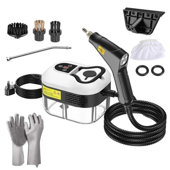 Portable 2500W Steam Cleaner with Heat Resistant Gloves and Multiple Nozzles for Home and Car
